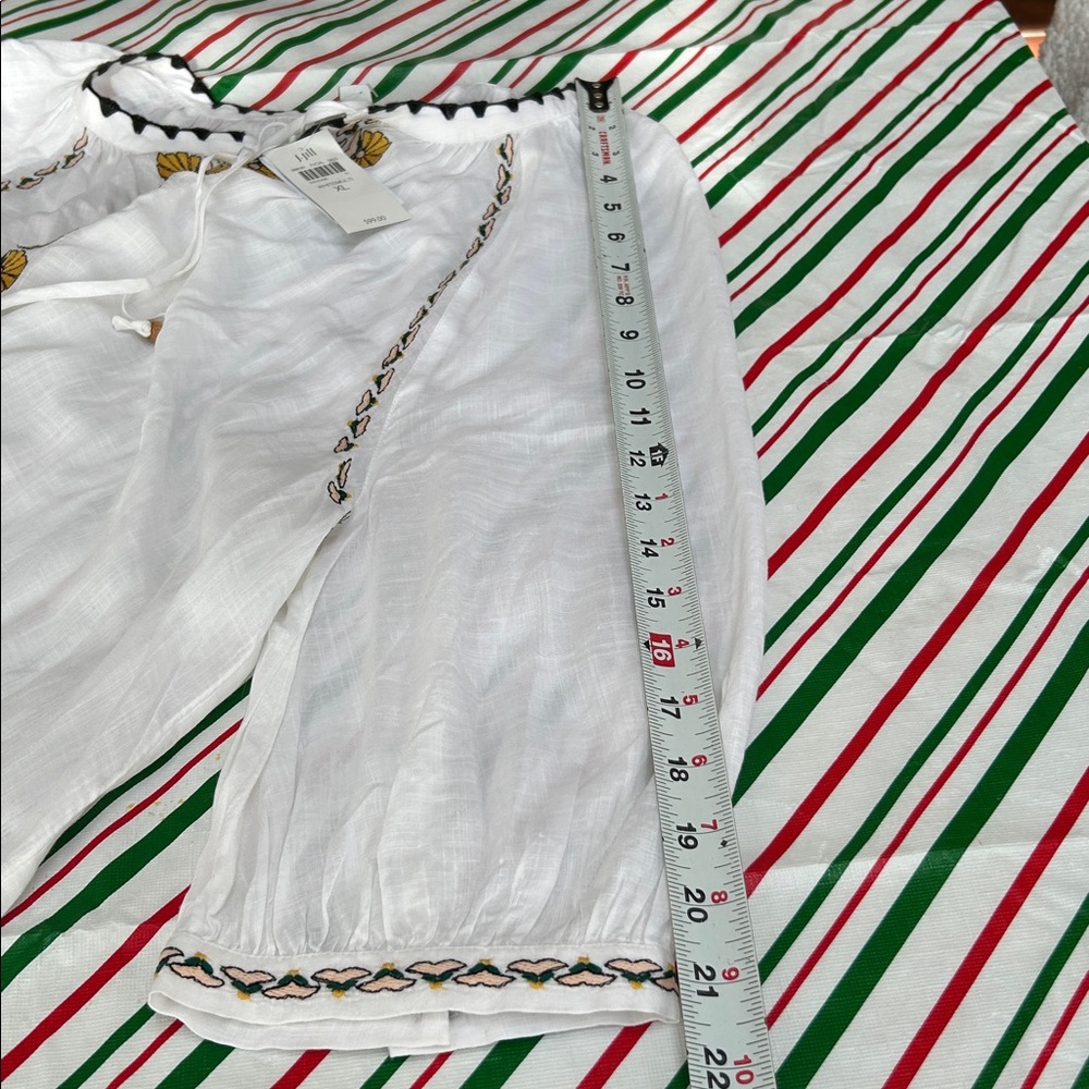 J Jill embroidered peasant blouse white multicolor size XL - Picture 9 of 10